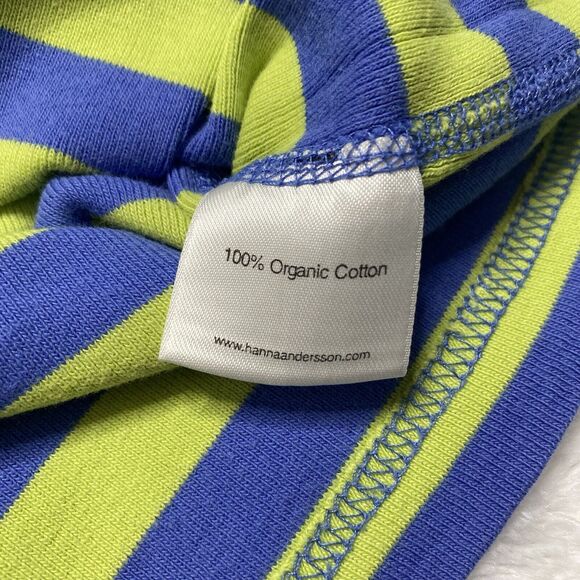 HANNA ANDERSSON Green Periwinkle Blue Stripe Cotton Pajama Top Kids Size 8 / 130 - Picture 4 of 5